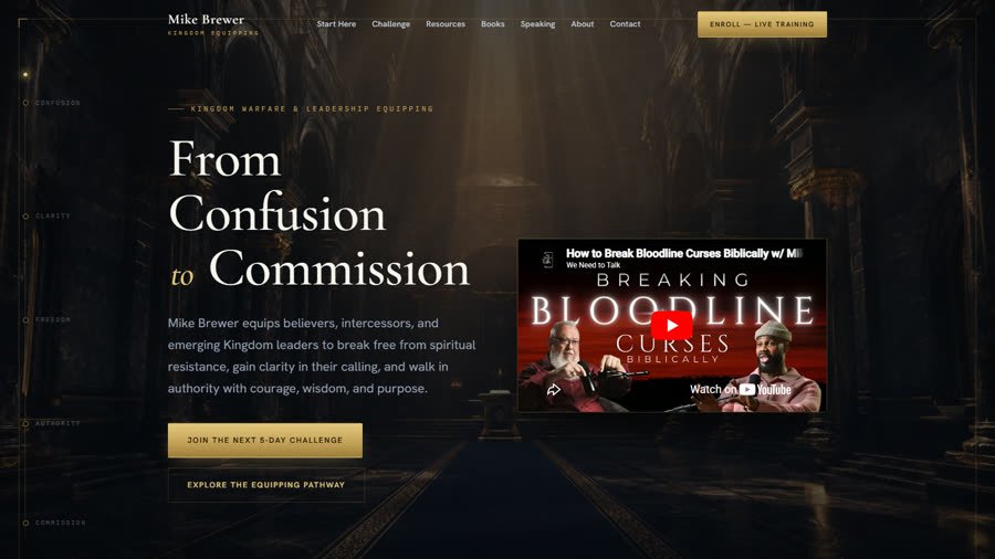 Speaker website redesign concept preview, Mike Brewer authority platform